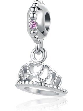 June Birthstone Princess Queen Crown Charm For Pandora Bracelets Jewelry